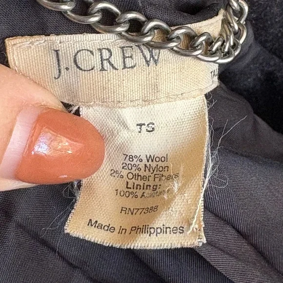 J. Crew Classic Double Breast Pea Coat Black Wool Blend Pockets Collared Size S